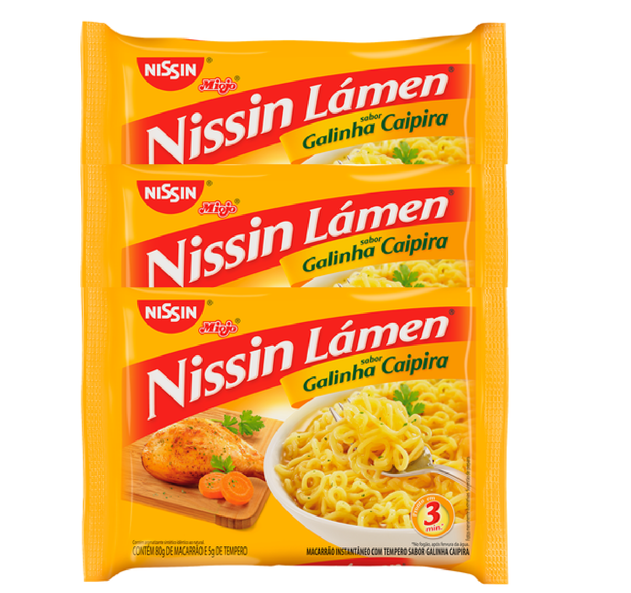 Nissin Lámen Sabor Galinha Caipira (3x85g)